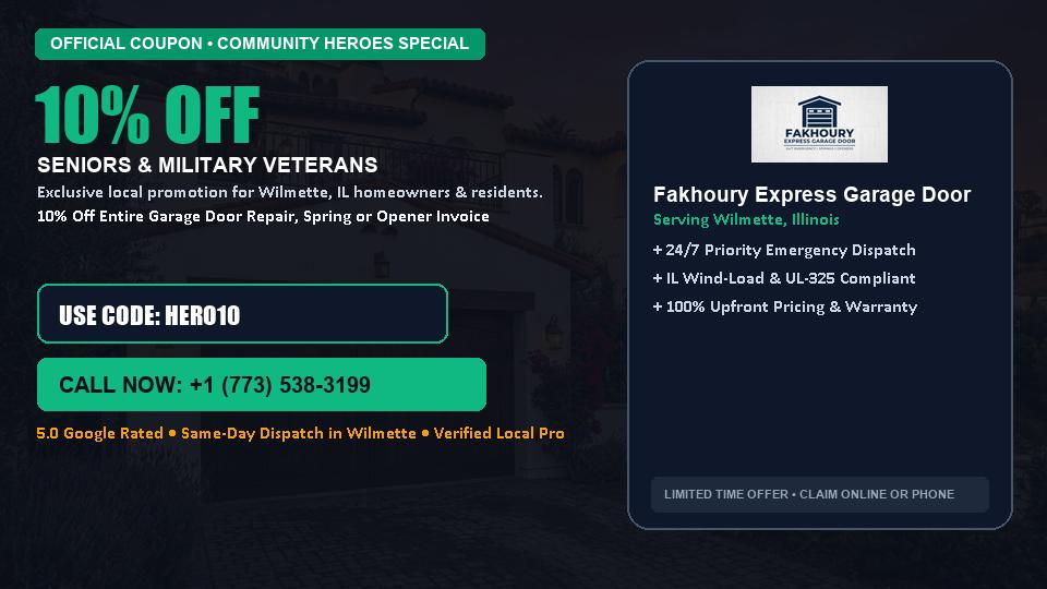 Fakhoury Express Garage Door 10% OFF Seniors & Military Veterans in Wilmette, IL